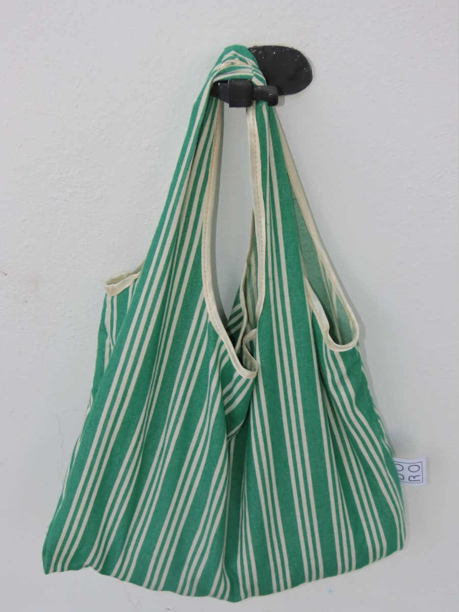 GREEN and WHITE STRIPES LINDOS BAG