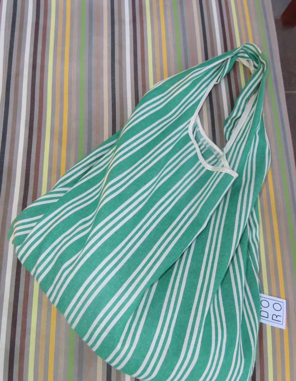 GREEN and WHITE STRIPES LINDOS BAG